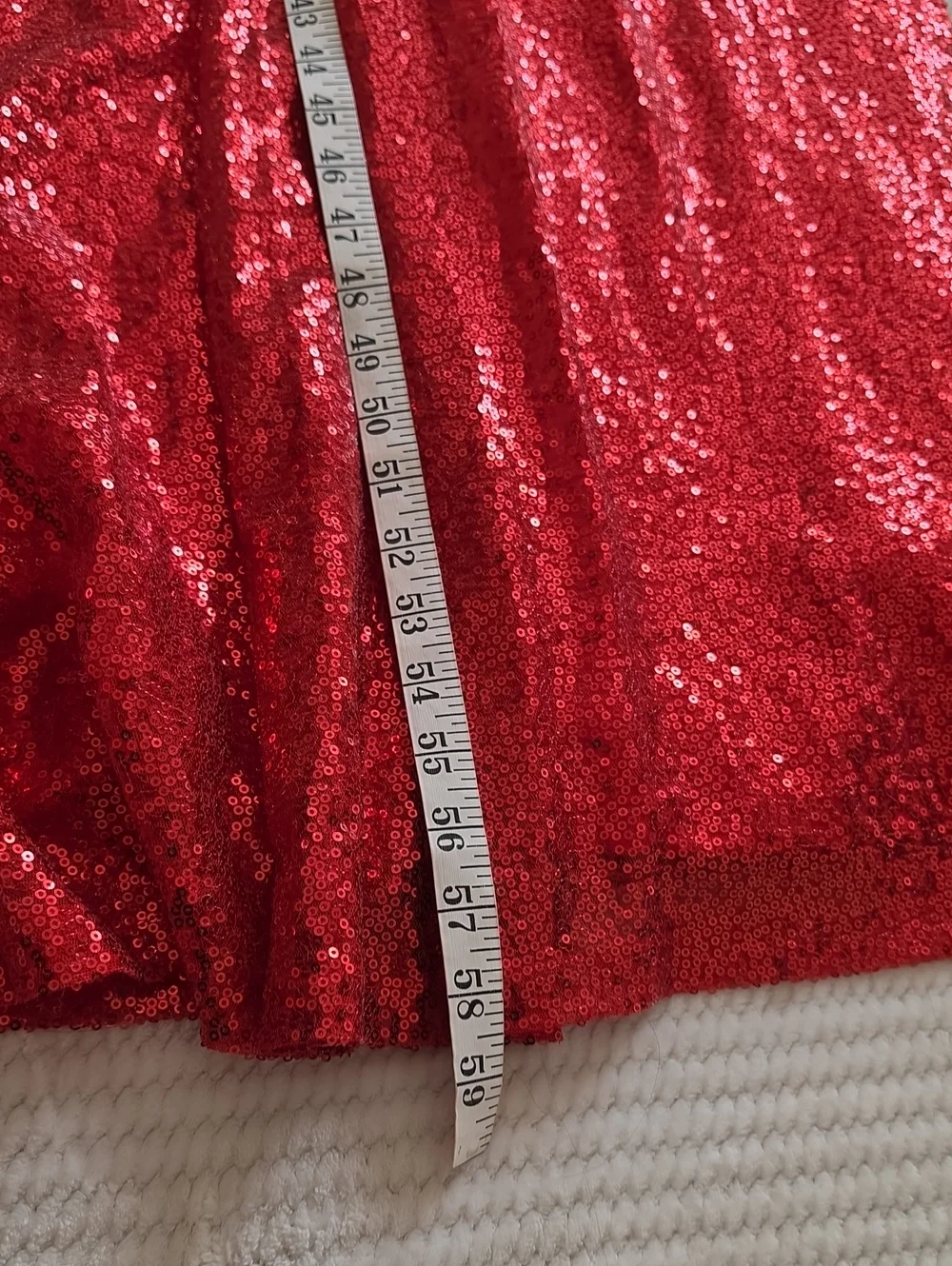 Kate Kasin Red Sequin V-Neck Evening Gown